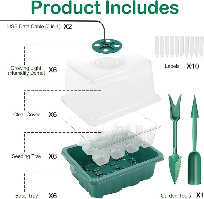 Seed Starter Tray with Light, Seedling Starter Trays with Humidity Domes - Image 4