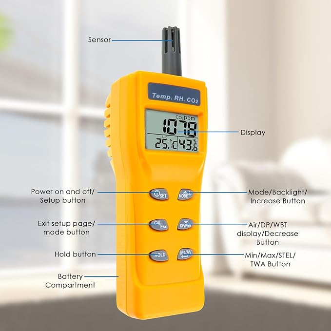 CO2 Meter Portable CO2 Detector Digital CO2 Monitor - Image 8