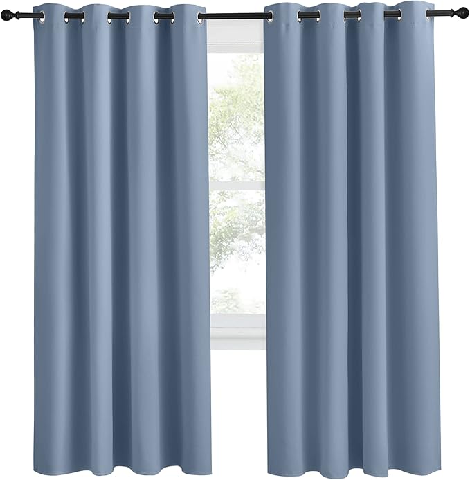 NICETOWN Blackout Curtain Panel, W55 x L78, Stone Blue Color, Light Blocking - Image 2