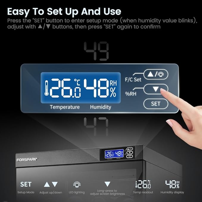 FORSPARK 125L Dual-Core Camera Dehumidifier Dry Cabinet, Quiet Humidity Control - Image 6