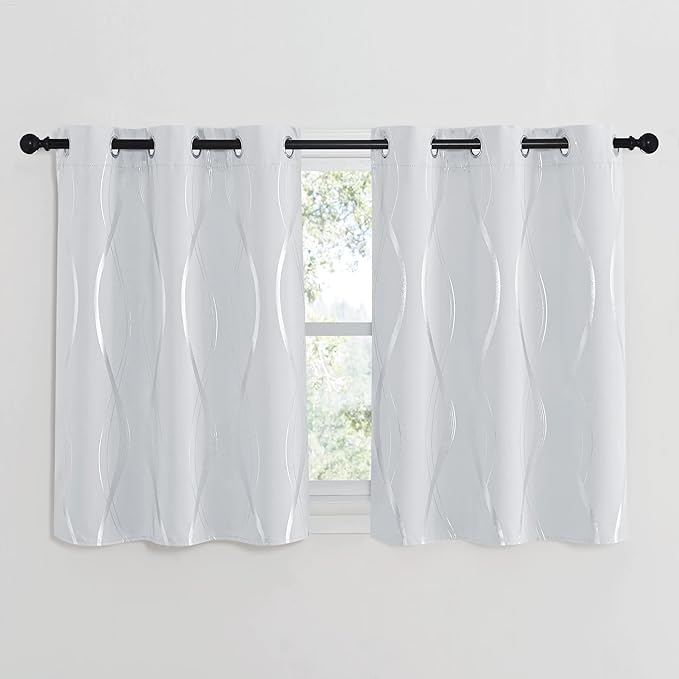 NICETOWN Greyish White Room Darkening Curtain Panels - Image 2
