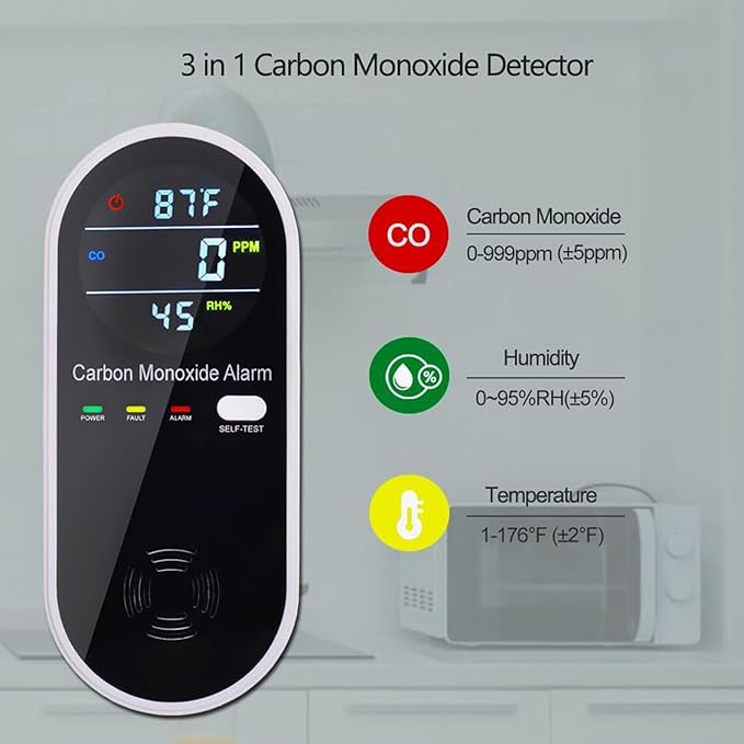 3-in-1 Carbon Monoxide Detectors Plug in Wall, Portable Carbon Monoxide Detector - Image 6
