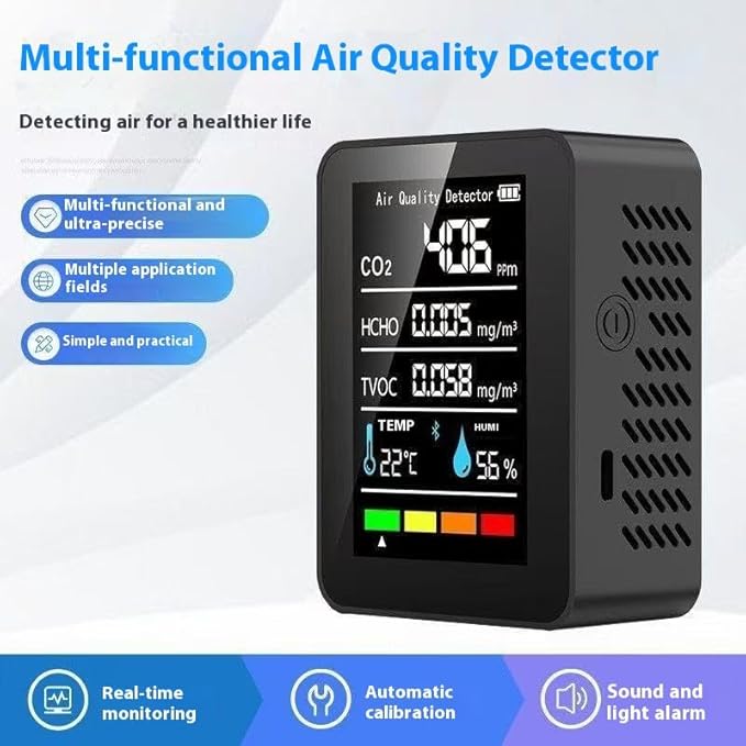 5 in 1 Air Quality Monitor CO2 Meter Carbon Dioxide Detector CO2 CO TVOC HCHO - Image 2