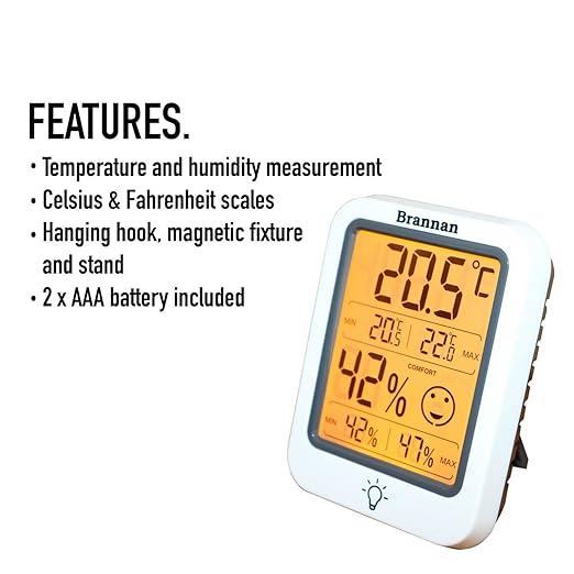 Brannan Digital Room Thermometer Hygrometer Indoor Humidity Meter Accurate - Image 5