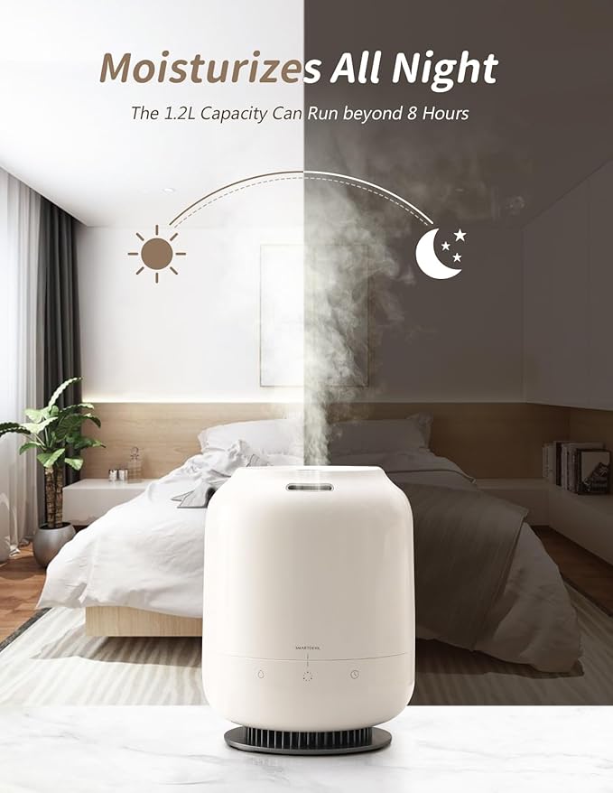 SmartDevil 1.2L Cool Mist Humidifier, Top Fill Ultrasonic Smart Air Humidifier - Image 6
