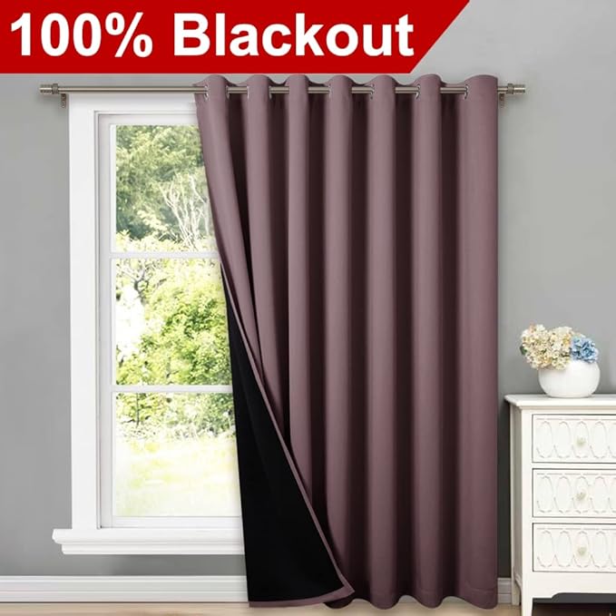 NICETOWN Total Shade Patio Door Curtain, Heavy-Duty Full Light Shading Sliding - Image 2