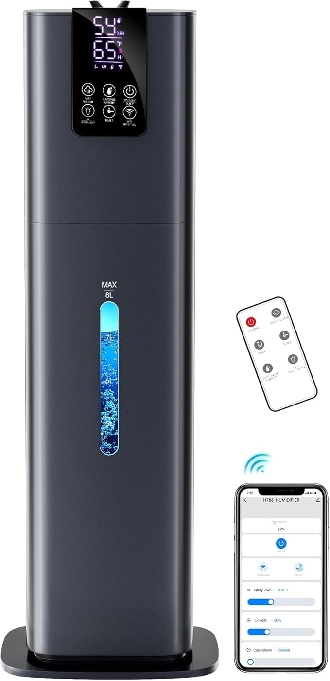 Smart Humidifiers Large Room Bedroom Home, 2.11Gal Quiet Top Fill Cool Mist by HumidifiersLargeRoomBedroom