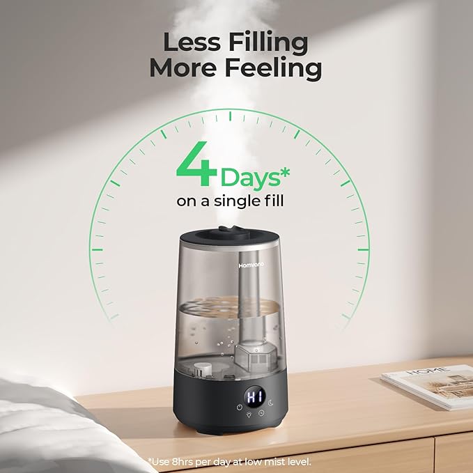 Homvana Humidifiers for Bedroom Home, 3.6L Cool Mist Top-Fill 34H Super Long - Image 3