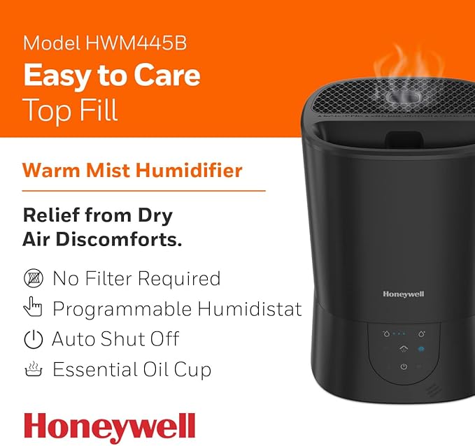 Honeywell Easy-to-Care Filter Free Warm Mist Humidifier, Medium Rooms, 1.5 - Image 2