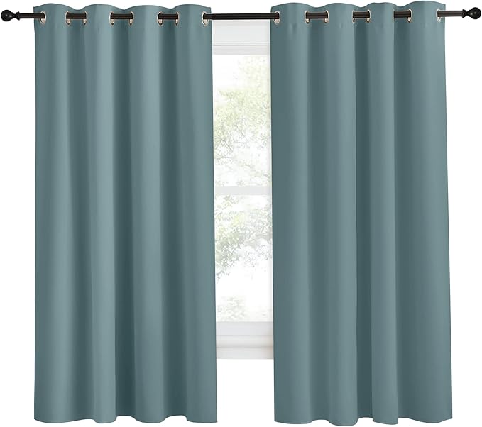 NICETOWN Blackout Greyish Blue Curtains & Drapes - Image 2