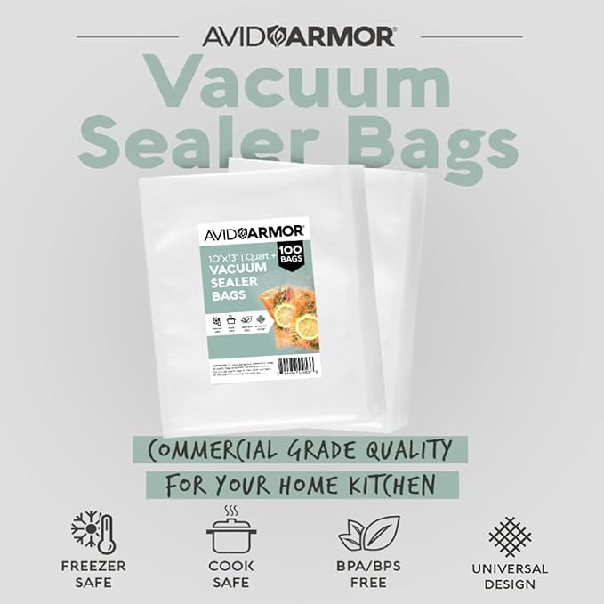 Avid Armor Vacuum Sealer Bags QUART PLUS Size 10"x13" 100 Pack - Image 2
