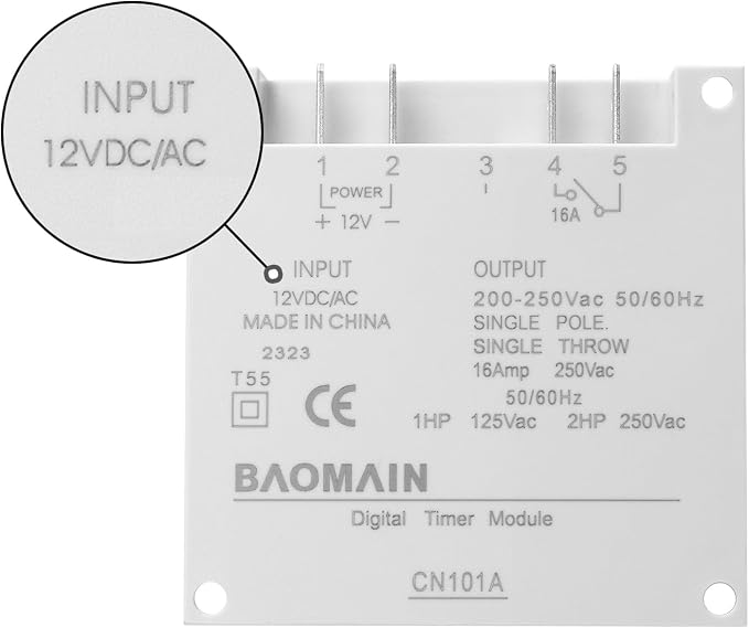 Baomain Time Switch Relay with 4 x Terminal Cable, Digital LCD Programmable - Image 2
