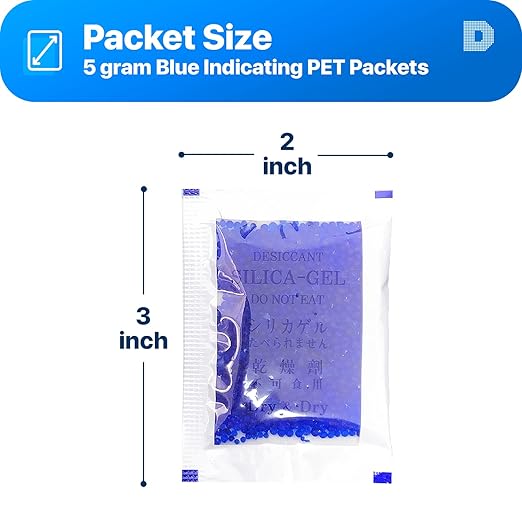Dry & Dry 5 Gram Blue Indicating Silica Gel Packets Desiccants Silica Gel - Image 6