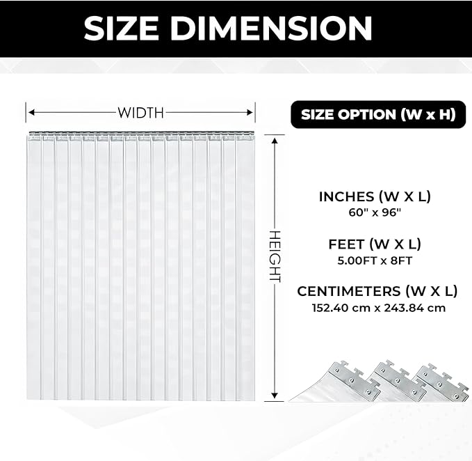 Clear PVC Strip Door Curtain Kit 60 x 96 in – Heavy Duty Waterproof Plastic - Image 6