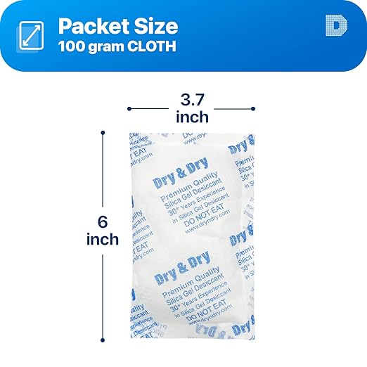 Dry & Dry 100 Gram Silica Gel Packets Desiccants, Silica Packets - Image 6