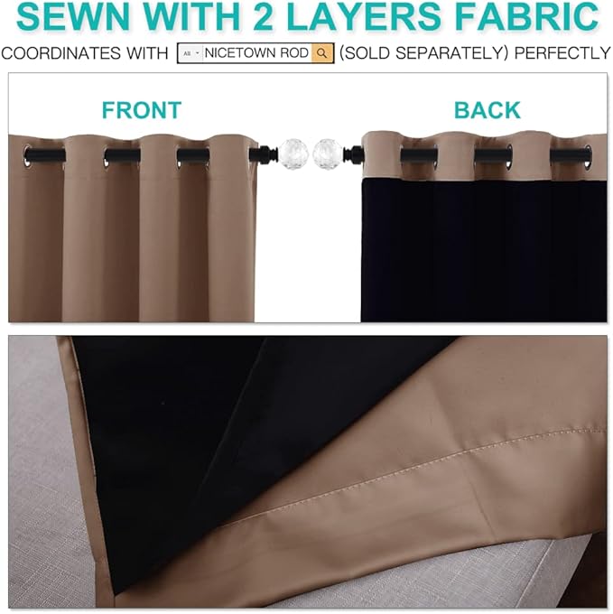 NICETOWN 100% Blackout Curtains Thermal, Noise Cancellation and Privacy Truly - Image 5