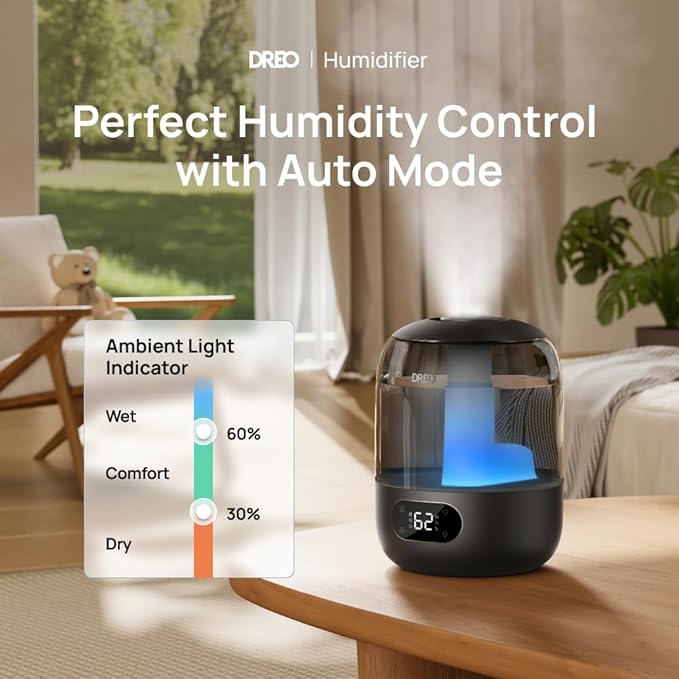 DREO Humidifiers for Bedroom, 3L Top Fill 30H & 26dB Quiet Runtime for Large - Image 2