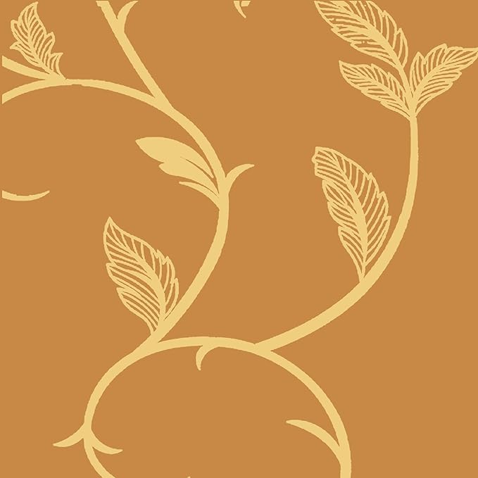 BUHUA Semi Sheer Curtain 2 Panels Gold Vine Foil Print Floral Textured Linen - Image 7