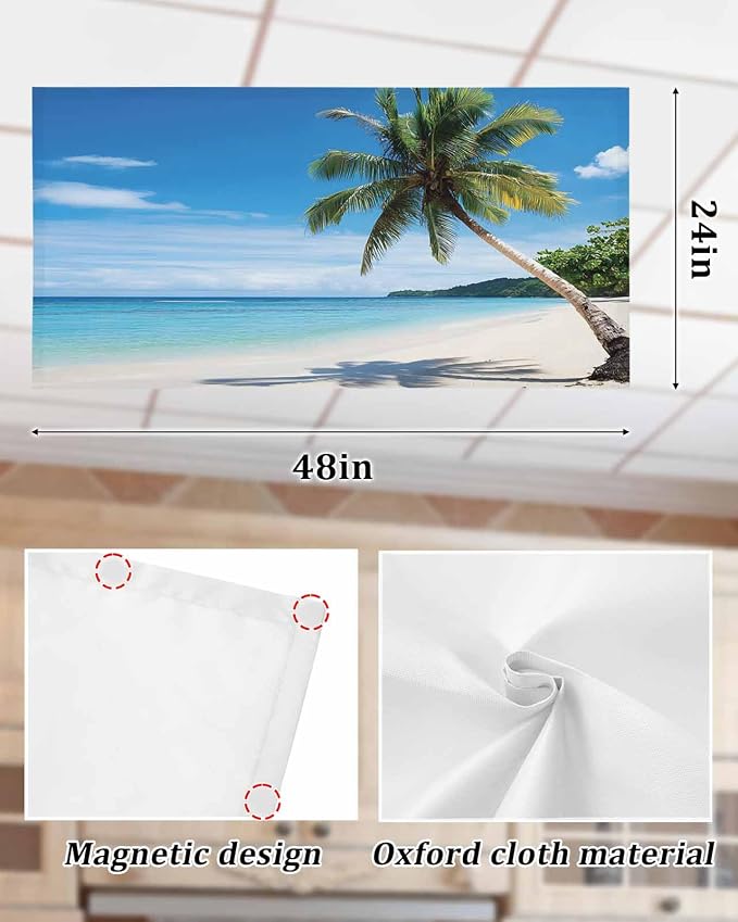 Yukro 2 Pack Beach Palm Tree Fluorescent Light Covers Summer Ocean Blue Sky - Image 6