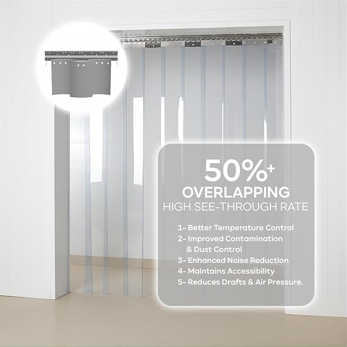 Clear Kit PVC Smooth Plastic Strip Door Curtain 6x7 ft. Standard Clear - Image 7