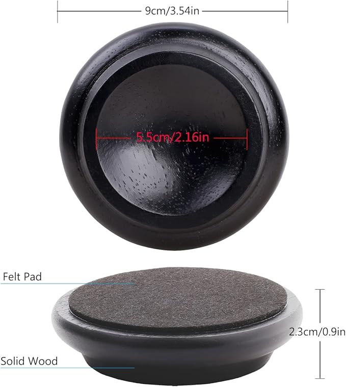 4 Pcs Solid Wood Upright Piano Caster Cups, Furniture Caster Cups, HilerPunk - Image 3