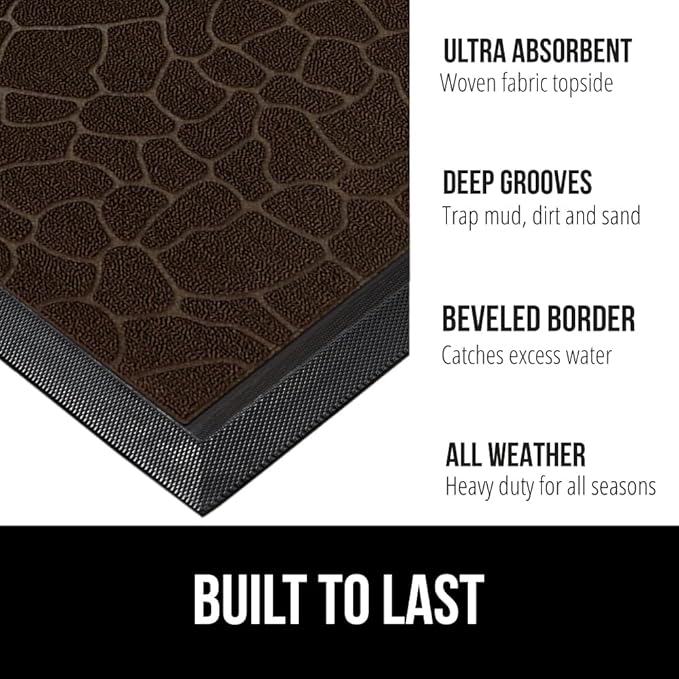 GORILLA GRIP 100% Waterproof All-Season WeatherMax Doormat 35x23, US Designed - Image 2