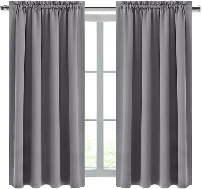 DWCN Grey Room Darkening Blackout Curtains - Image 9