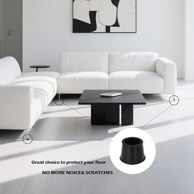 10 PCS Black Round Rubber Chair Leg Caps Tips, Vinyl Rubber End Kits, Soft - Image 6