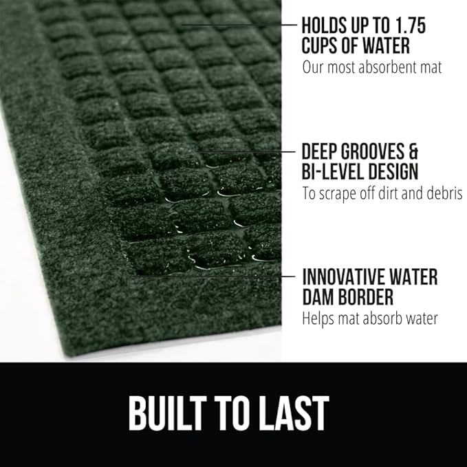 GORILLA GRIP Front Door Mat, Indoor Outdoor Ultra Absorbent HydroAbsorb Doormat - Image 3