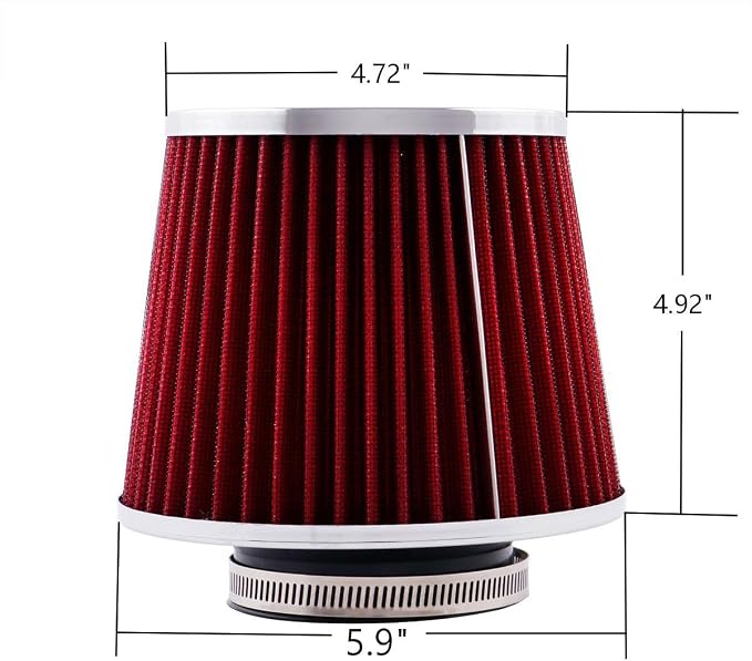 ID2.5" High Flow Inlet Cold Air Intake Cone Air Filter Replacement Clamp-On - Image 5