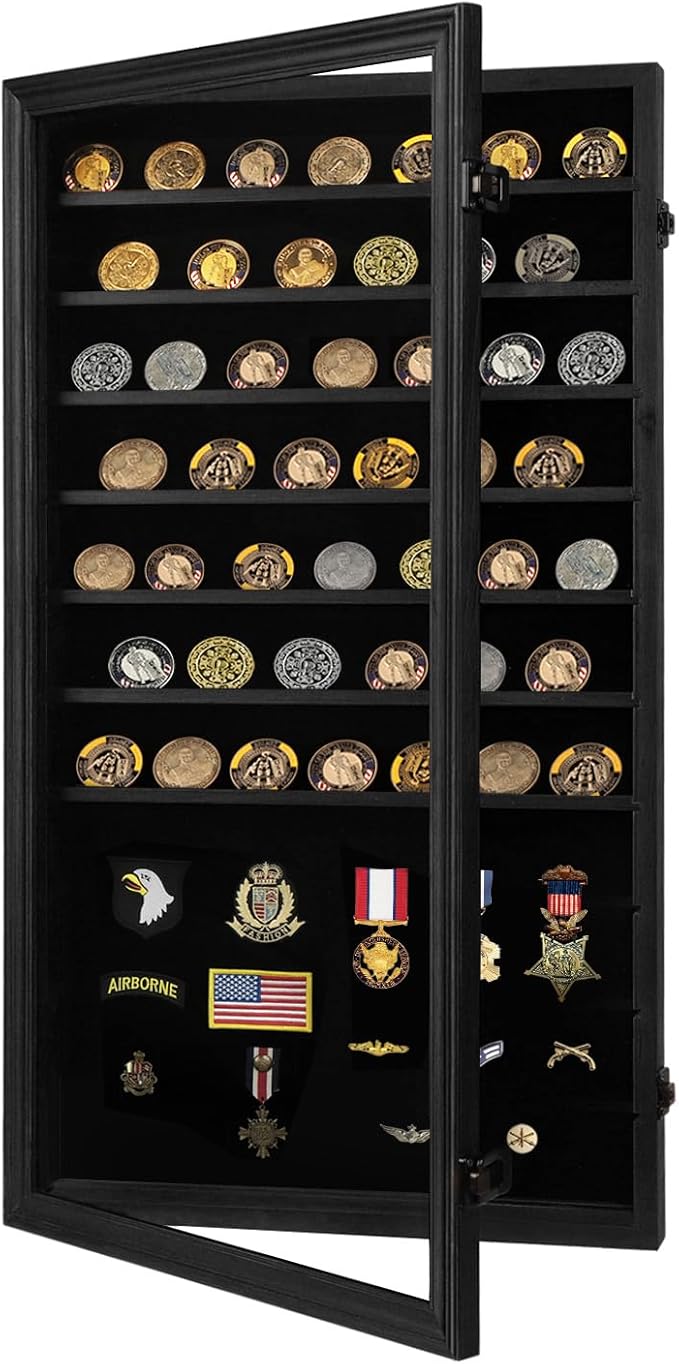 Jinchuan Military Challenge Coin Display Case Lockable Cabinet Holder Shadow Box by Jinchuan