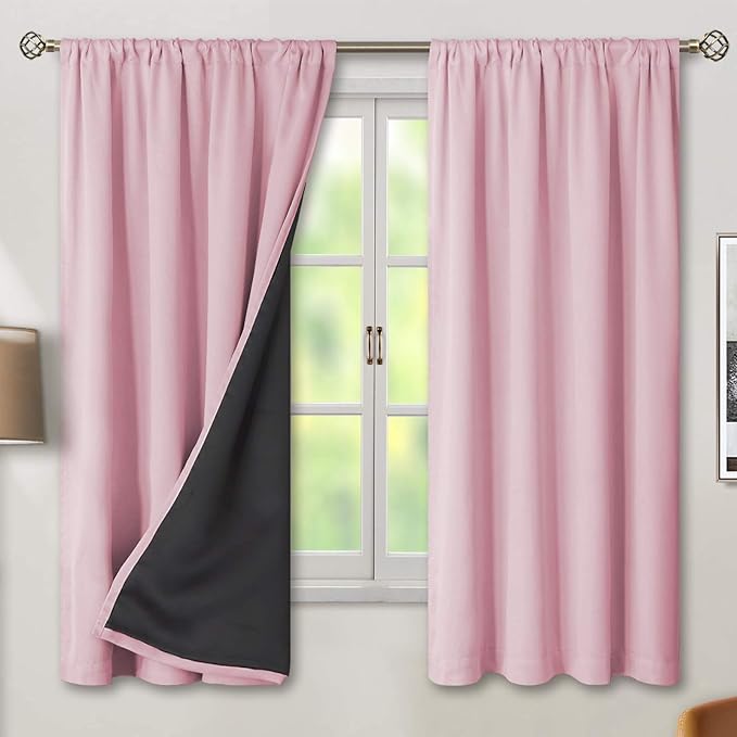 BGment Pink Blackout Curtains for Nursery 2 Panels Set, Kids Curtains Thermal by BGment