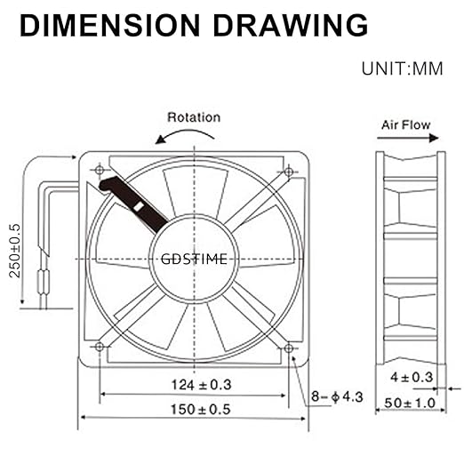 GDSTIME AXIAL Fan 15050, 110V 120V AC 150mm x 150mm x 50mm Fan, Ventilation - Image 8
