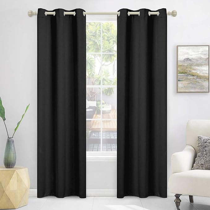 MYSKY HOME Solid Black Door Curtains Blackout Colset Curtains - Image 7