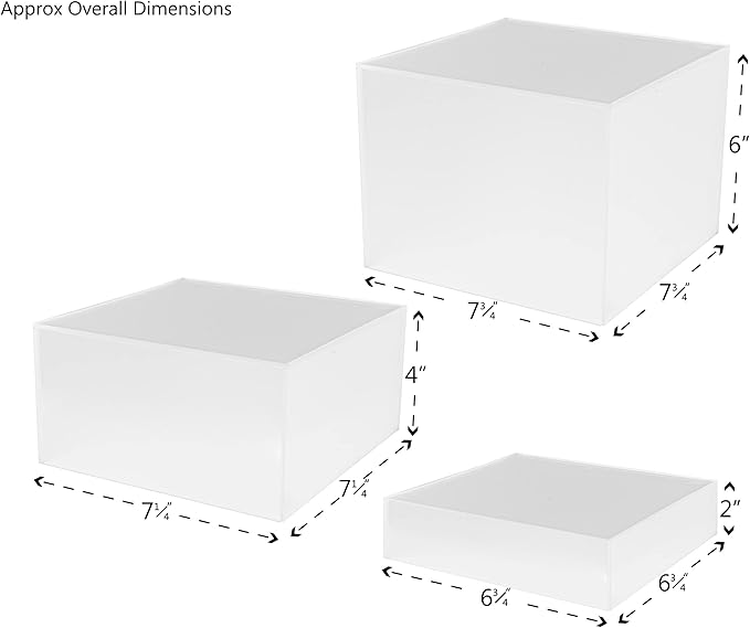 3 Piece Acrylic Display Boxes Retail Frosted Product Riser 2" - Image 3