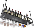 Hanging Black Wine Glass Holder Metal Wine Bottle Rack by Unknown