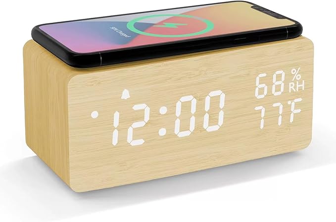 Lancoon Wooden Digital Alarm Clock by Lancoon