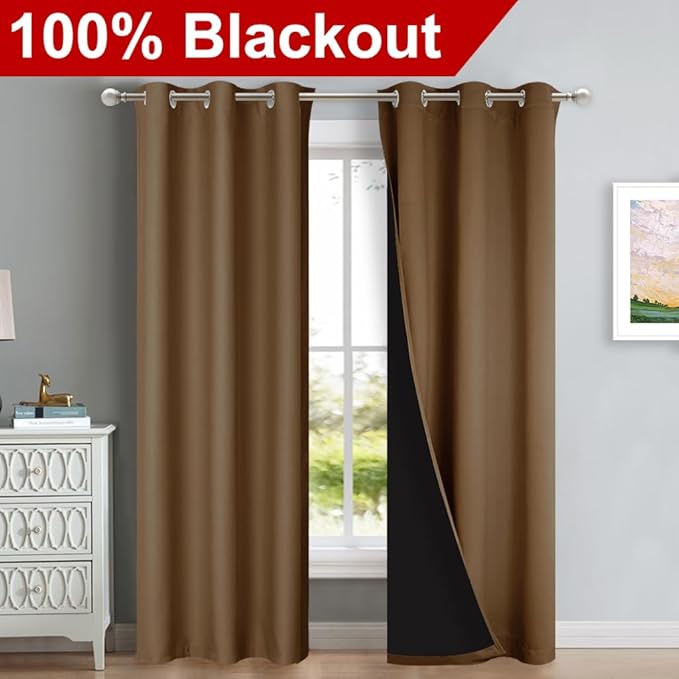 NICETOWN Blackout Curtains 84 inches Long, 2 Pieces, Full Light Blocking Drapes - Image 2