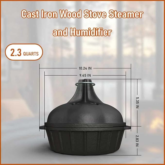 Wood Stove Steamer & Woodstove Steamer Stove Humidifier Cast Iron, 2.3 Quart - Image 7