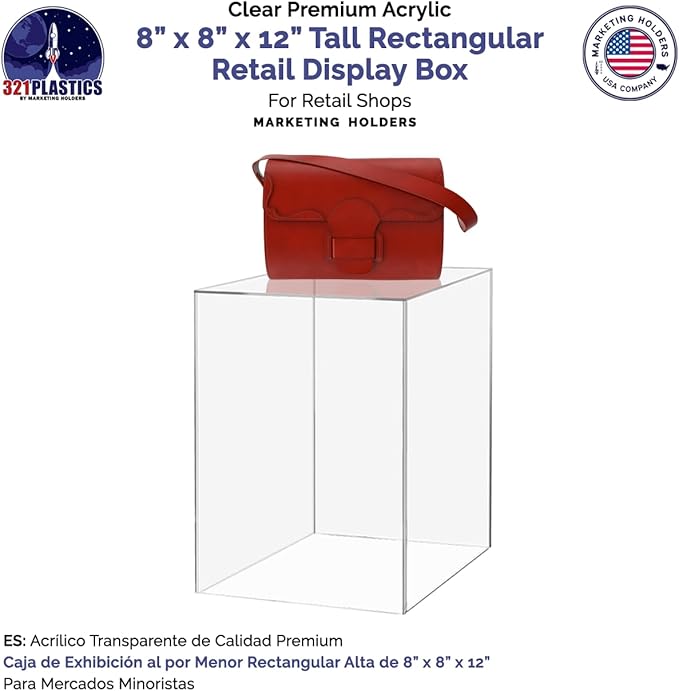 8" x 8" x 12" Clear Acrylic Display Box - Image 4