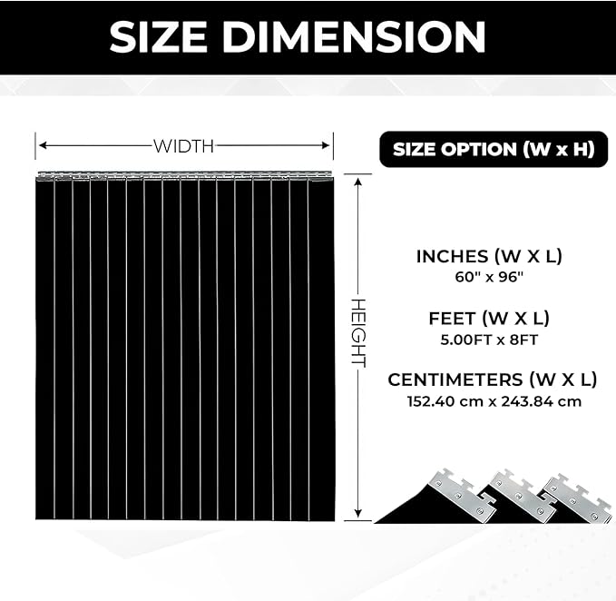 5x8' Black PVC Curtains Strips Kit - Image 4