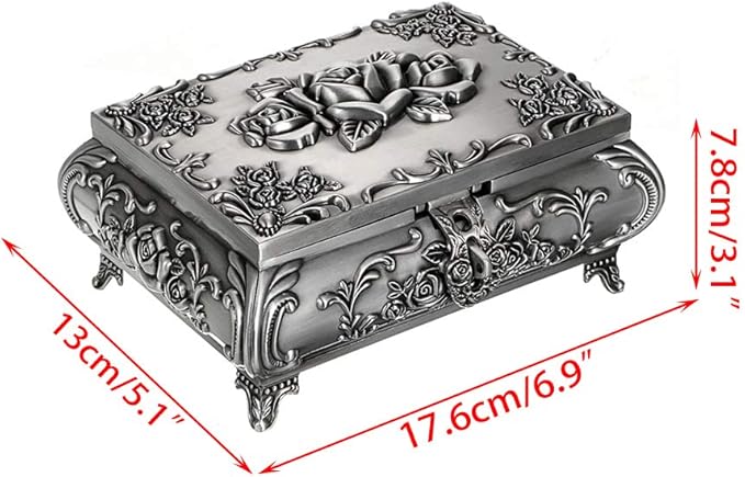 Hipiwe Vintage Metal Jewelry Box Small Trinket Jewelry Storage box - Image 4