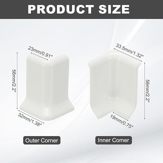 uxcell Self Adhesive Baseboard Corner Blocks, 2.2 Inch Wall Edge Corner - Image 2