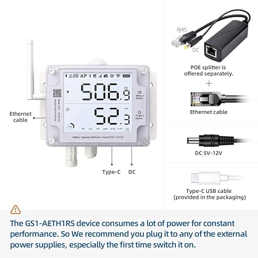 Ubibot GS1-AETH1RS + PT100 Ethernet Thermometer Hygrometer, WiFi Temperature - Image 6