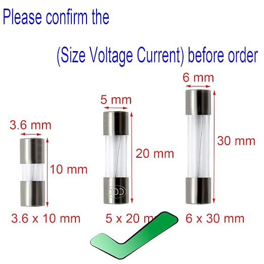 Pack of 10 pcs F2AL Fast-Blow Fuse 2A 250V Glass Fuses 0.2 x 0.79 inch / 5 x 20 - Image 3