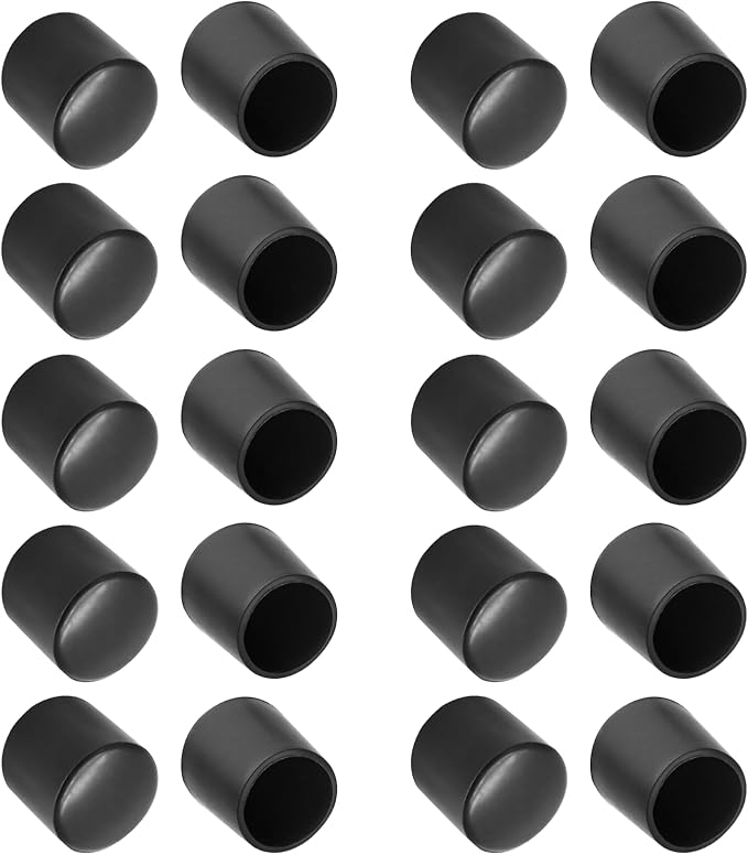 20 Pcs Round Rubber Furniture Leg Caps, 1/2" Vinyl Flexible Chair Leg Floor by Bonsicoky
