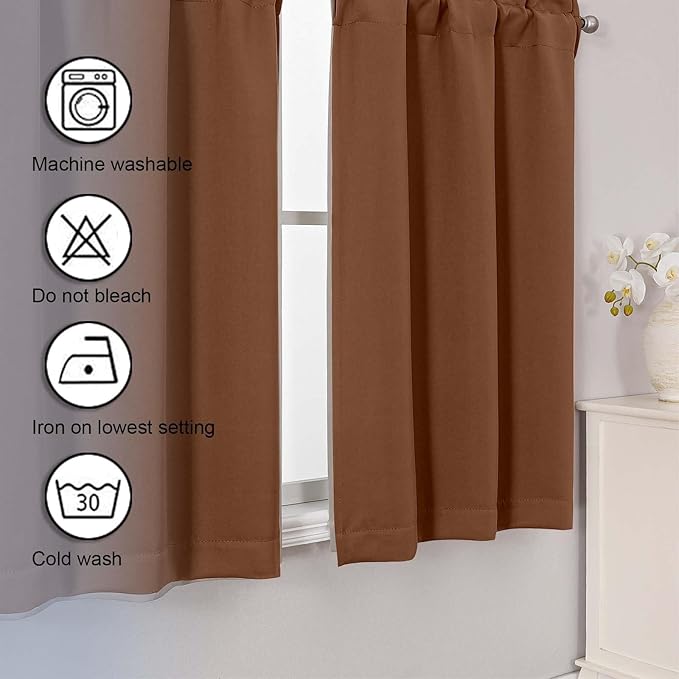 Chyhomenyc Sun Baked Short Blackout Curtains 24 Inch Length, Small Kitchen - Image 7