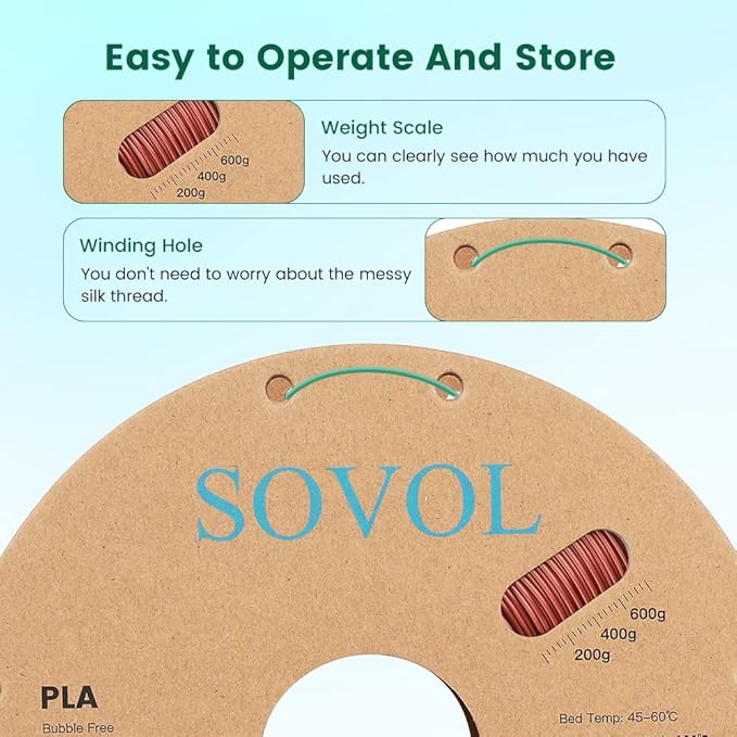 Sovol PLA Filament Silk Tri Color Co-Extrusion 1.75mm, 3D Printer Filament 1kg/ - Image 6