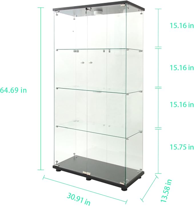 Yoluckea 4-Tier Glass Display Cabinet - Image 2