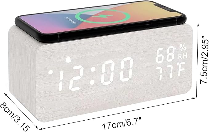 Lancoon Wooden LED Alarm Clock - Image 4